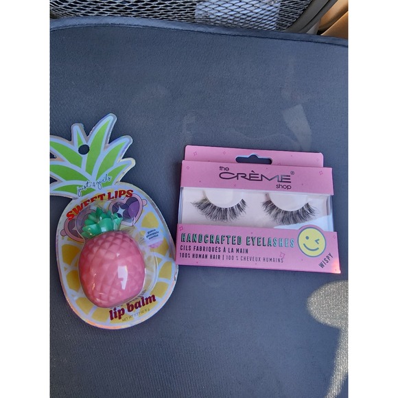 The Crème Shop Other - The Creme Shop Wispy Human Hair Eyelashes & Sweet Lips Pineapple Lip Balm Set